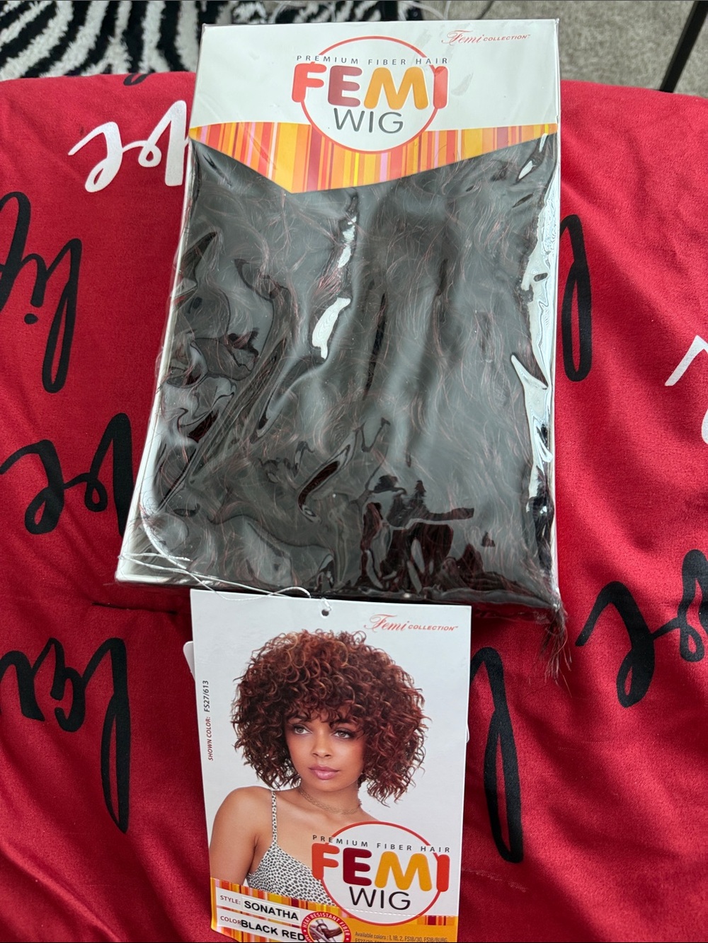 FEMI Premium Fiber Hair - Black Red - Women Hair